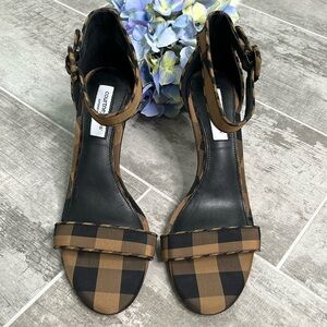 Antonio Melani the Sam Plaid Open Toe  Ankle Strap Heels